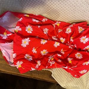Red & white floral pin up bathing suit - XL